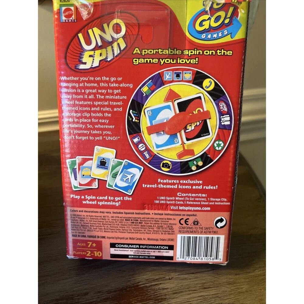 New! UNO Spin To Go! Games Card Game Brand New Mattel 2009 Travel Rare!